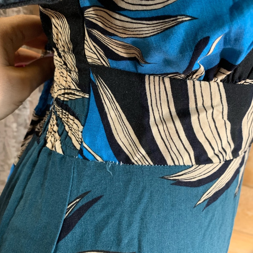 Linen Tropical Tiered Maxi Dress Prairie Romantic Vacation Resort Luxe Size 10 - Picture 6 of 15